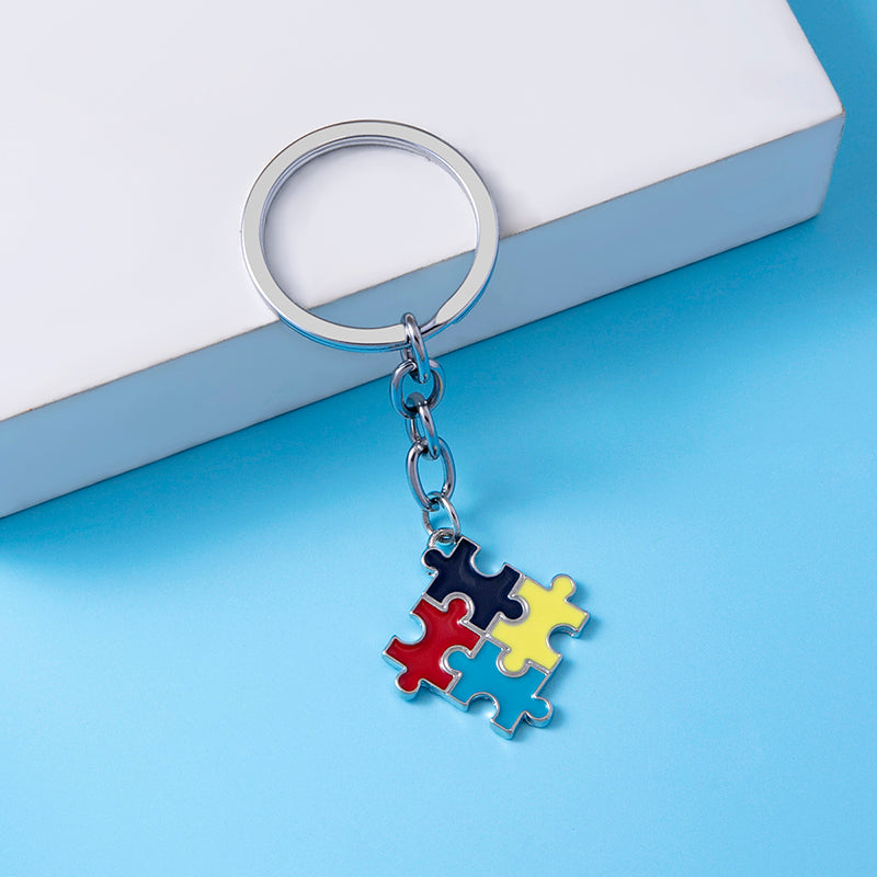 Enamel Colorful Puzzle Autism Awareness Keychain