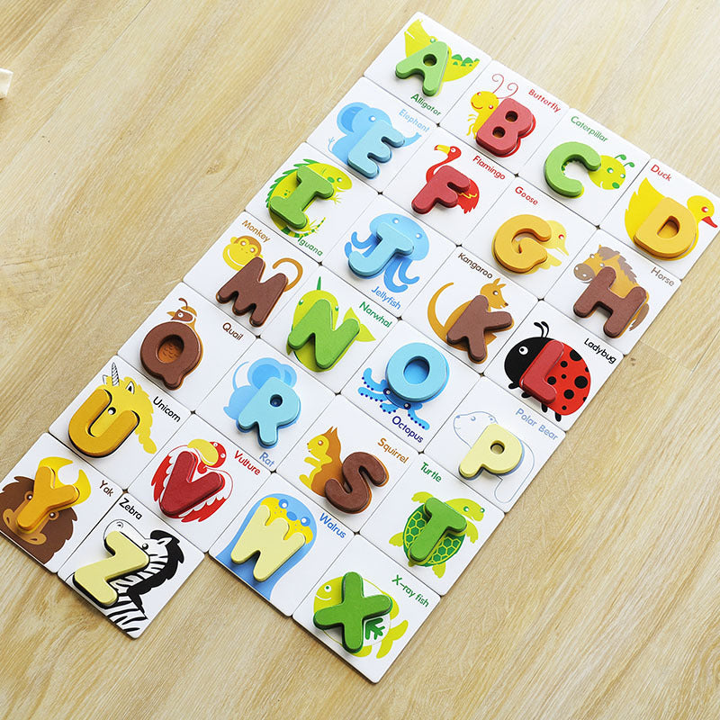 Building block alphabet puzzle toy